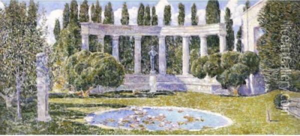 The Josiah Bartlett Garden, Amagansett Oil Painting - Frederick Childe Hassam