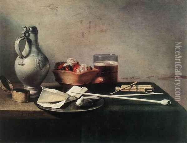Tobacco Pipes and a Brazier 1636 Oil Painting - Pieter Claesz.