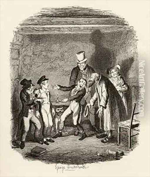 Olivers reception by Fagin and the boys Oil Painting - George Cruikshank I