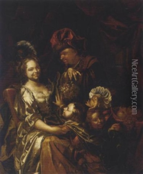 A Family Portrait Oil Painting - Johannes Voorhout the Elder