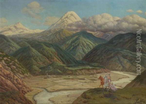 Paysage Du Caucase Oil Painting - Piotr Livoff Ivanovitch
