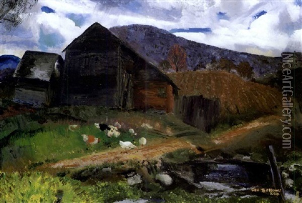 Old Barn In Shady Valley Oil Painting - George Bellows