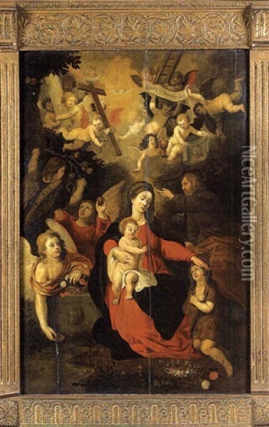 La Sainte Famille Avec Saint Jean-baptiste Enfant Portant Les Instruments De La Passion Oil Painting - Hendrik van Balen the Elder