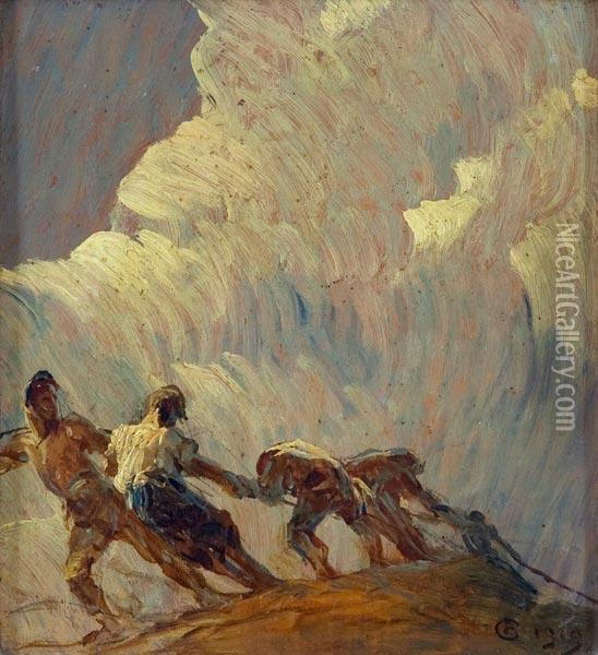 La Morte Del Pastore Oil Painting - Antonio Calcagnadoro