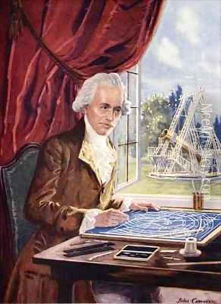 William Herschel at work at Observatory House, Slough Oil Painting - John Cameron