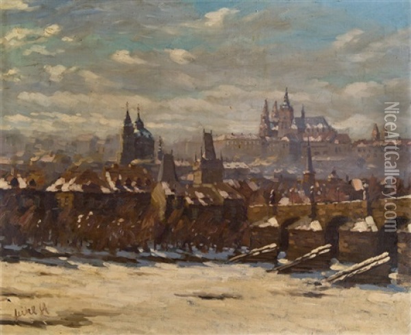 Prag Im Winter Oil Painting - Stanislav Feikl