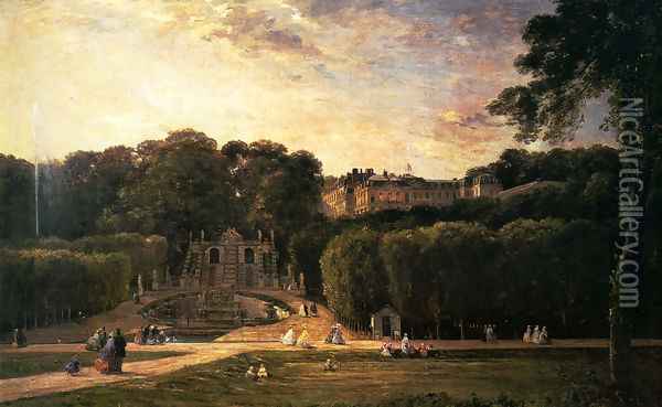The Park At St. Cloud Oil Painting - Charles-Francois Daubigny