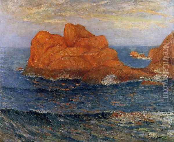 The Red Rocks at Belle Ile, Finistere Oil Painting - Maxime Maufra