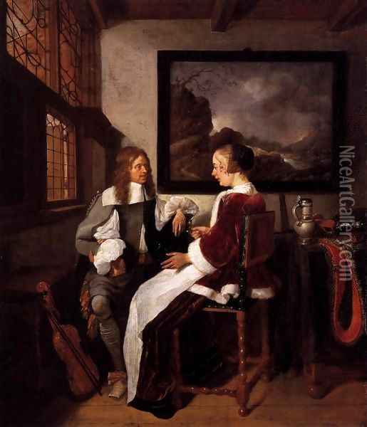 Gallant Conversation Oil Painting - Quiringh Gerritsz. van Brekelenkam