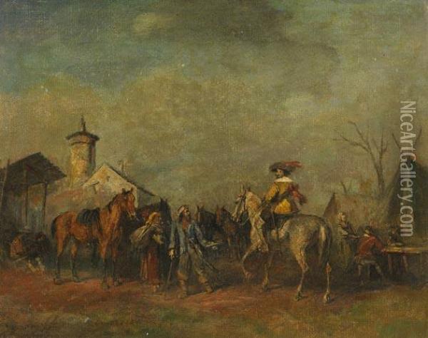 Bettlerszene Aus Dem 30-jahrigen Krieg Oil Painting - Alfred Friedlander