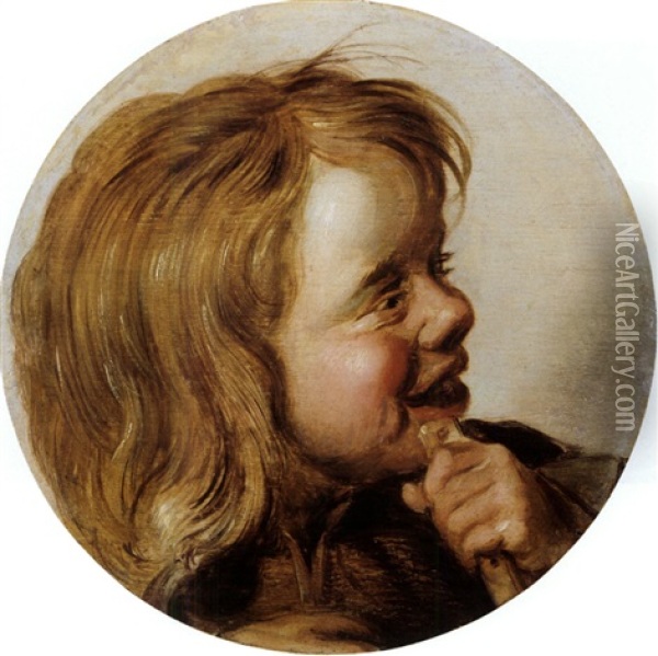 Lachendes Kind Mit Flote Oil Painting - Frans Hals