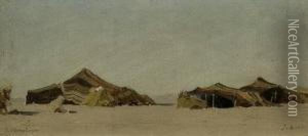Beduinenzelte In Der Sahara Oil Painting - Edmund Berninger
