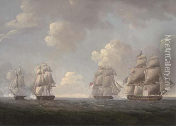 His Majesty's Ships Oil Painting - Thomas Whitcombe