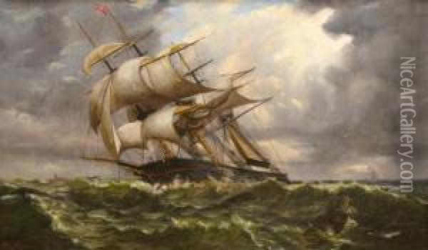 Clipper In Distress Oil Painting - William Torgerson