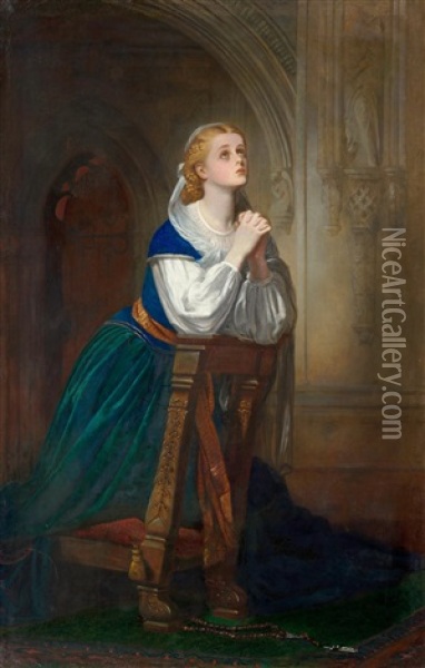A Girl Praying Oil Painting - Robert Thorburn