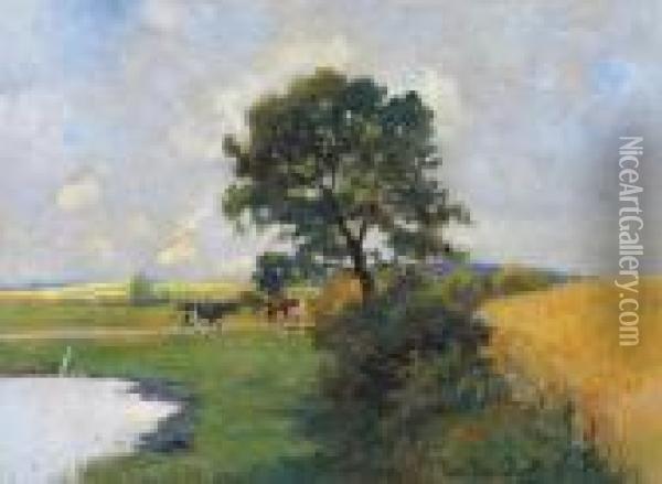 A Rural Summer Landscape Oil Painting - Paul Thomas