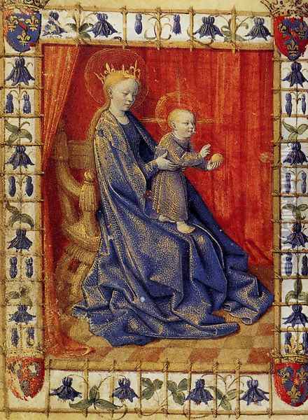 The Virgin And Child Enthroned Oil Painting - Jean Fouquet