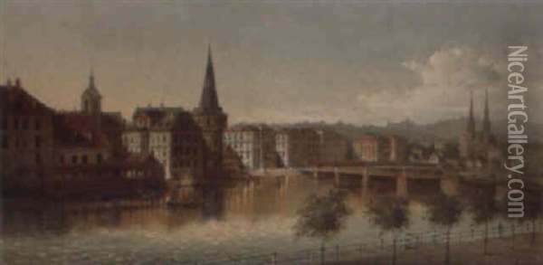 Ansicht Von Luzern Oil Painting - Johann Wilhelm Jankowski