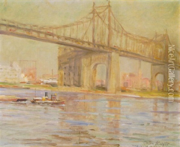 The Queensborough Bridge Oil Painting - Louis Aston Knight