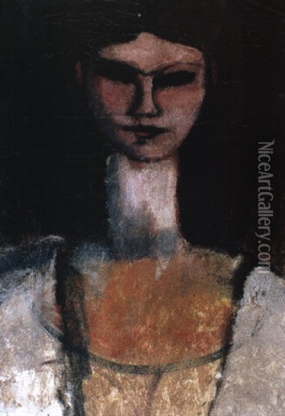 Buste De Jeune Femme Oil Painting - Amedeo Modigliani