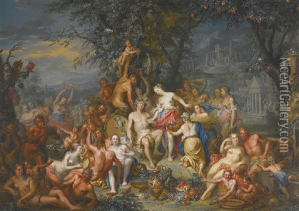 Bacchus And Pomona Oil Painting - Franz Christoph Janneck