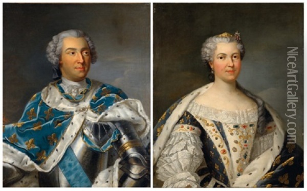 Portrait Du Roi Louis Xv (+ Portrait De La Reine Marie Leczinska; Pair) Oil Painting - Carle van Loo