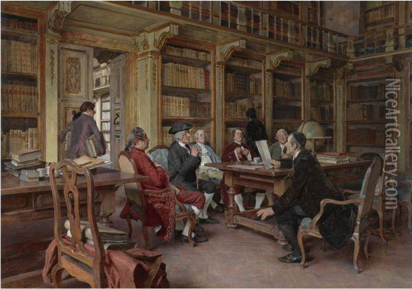 The Bibliophiles Oil Painting - Tito Giovanni Lessi