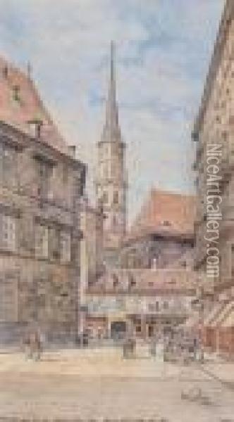 Die Stallburggasse Mit Dem Turm Der Michaelerkirche Oil Painting - Erwin Pendl