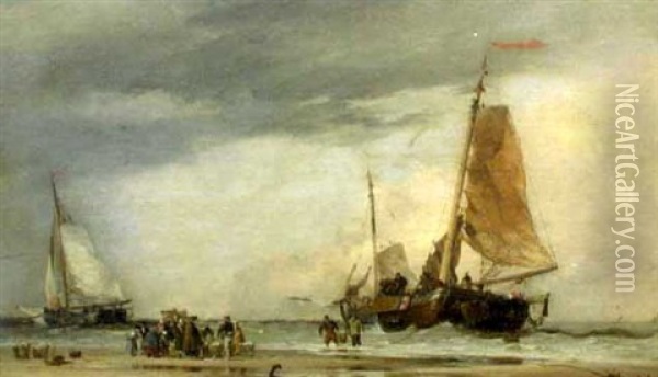 Scheveningen Oil Painting - Edward William Cooke