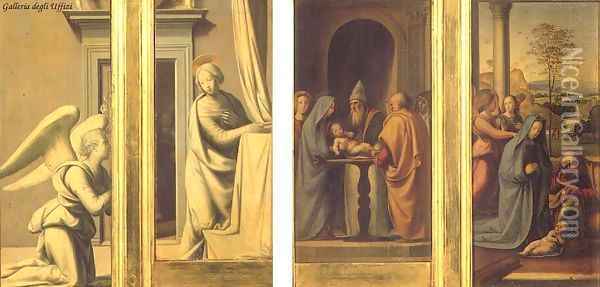 The Annunciation (front), Circumcision and Nativity (back) Oil Painting - Fra Bartolomeo
