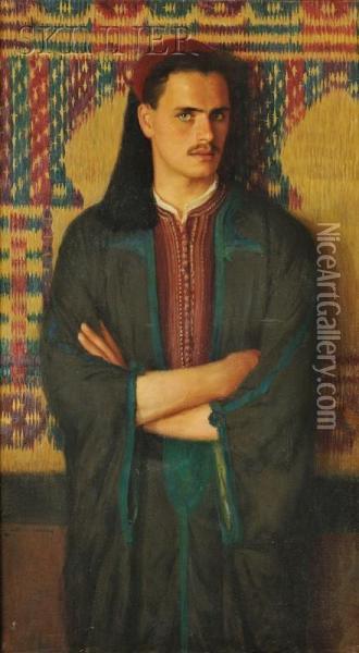 A Tunisian
Portrait Oil Painting - Albert Herter