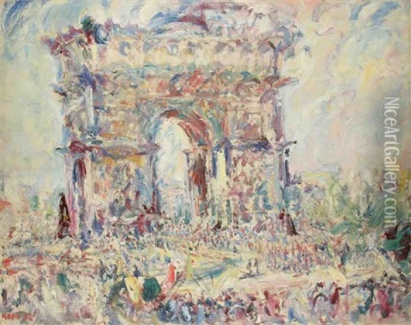 Paris, L'arc De Triomphe Place De L'etoile Oil Painting - Paul Kron