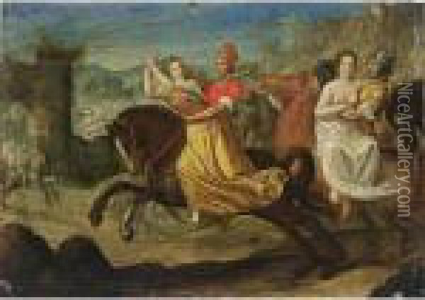 The Rape Of The Sabine Women Oil Painting - Francesco Primaticcio