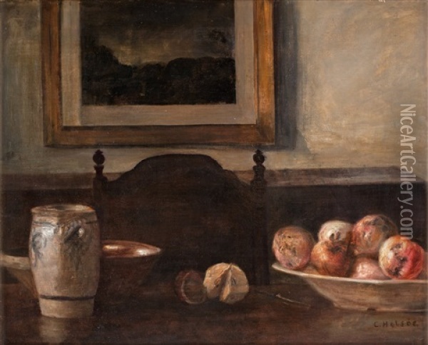 Stilleben Med Applen Oil Painting - Carl Vilhelm Holsoe