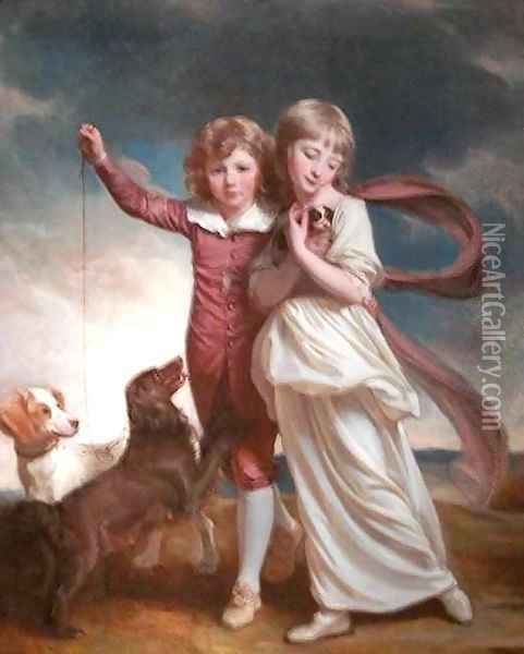 Thomas John and Catherine Mary Clavering Oil Painting - George Romney