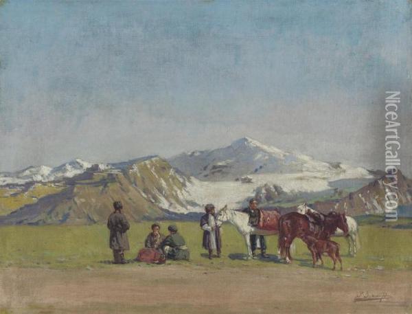 The Alatau Mountains Oil Painting - Richard Karlovich Zommer
