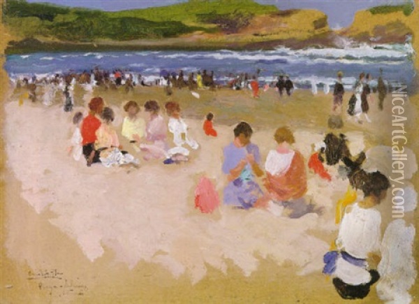 Frente Al Mar Oil Painting - Cecilio Pla