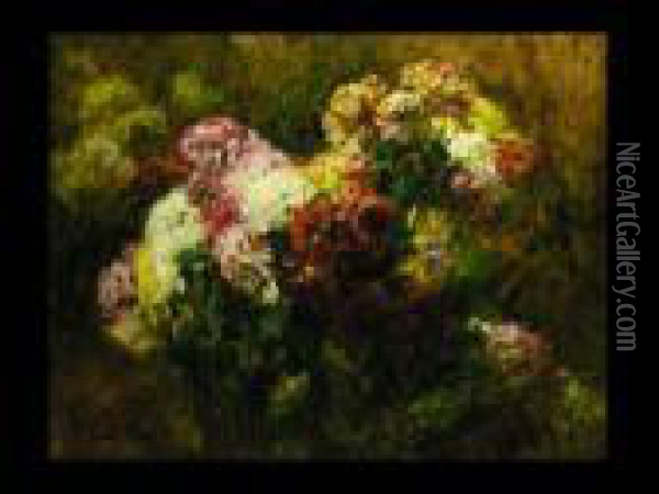 Stilleben Mit Chrysantheme Oil Painting - Georges Jeannin