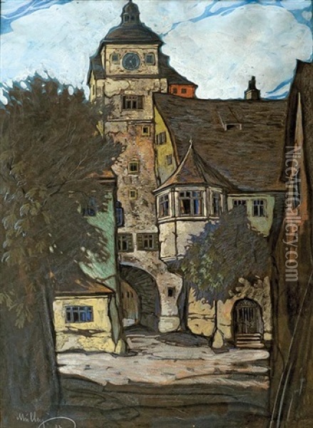 Der Weise Turm Und Das Judentanzhaus In Rothenburg An Der Tauber Oil Painting - Oskar Mulley