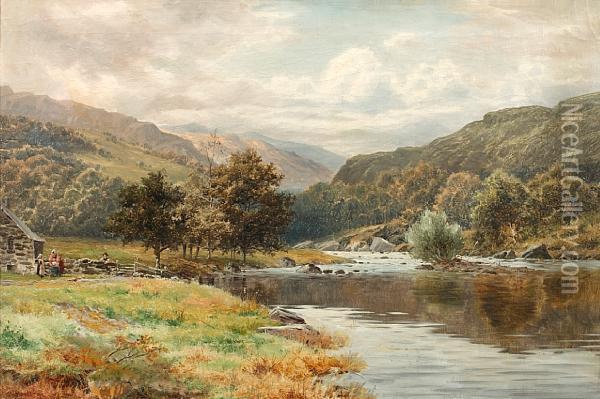 On The Lledr, North Wales Oil Painting - William Henry Mander