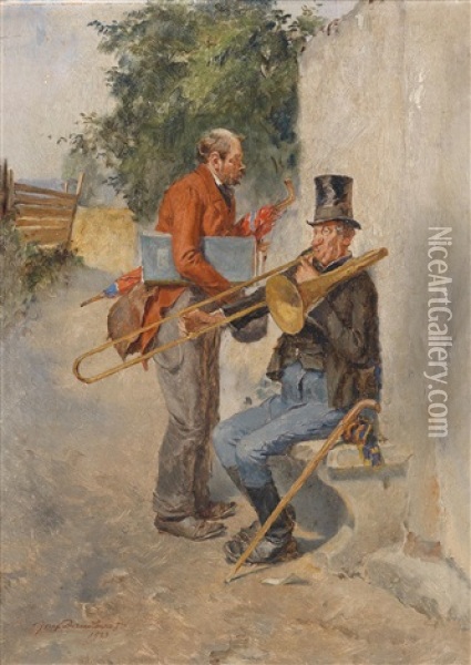 Die Musikanten Oil Painting - Josef Danilowatz