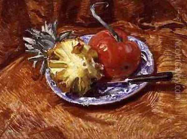 Pineapple and Tomato Oil Painting - William Nicholson