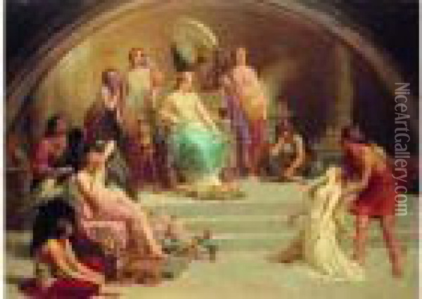 Hermes Presentant Psyche A Venus Oil Painting - Henri Pierre Picou