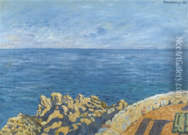Sea Oil Painting - Karoly Ferenczy