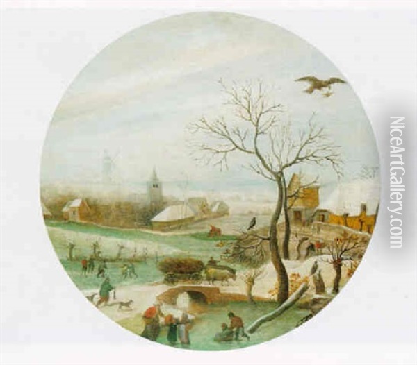 Winter Landscape Oil Painting - Abel Grimmer