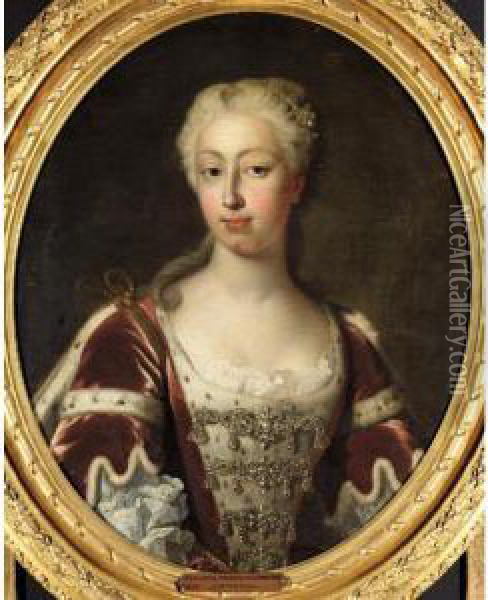 Portrait Of Augusta, Princess Of Wales Oil Painting - Jean Baptiste van Loo