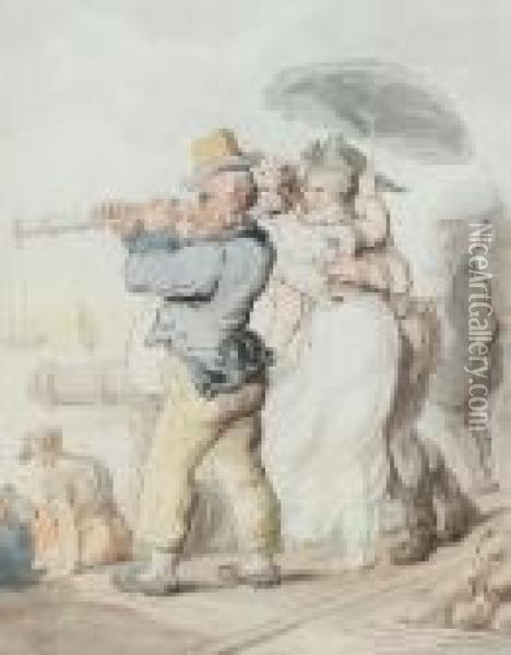 Progress Of Gallantry Or Stolen Kisses Sweetest Oil Painting - Thomas Rowlandson