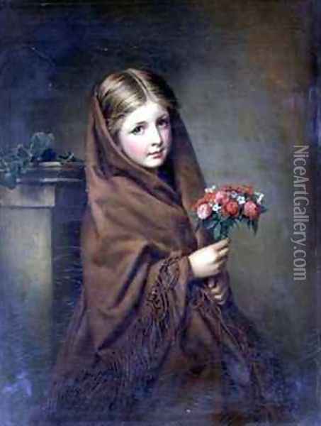 A London Flower Girl Oil Painting - Samuel Baruch Halle