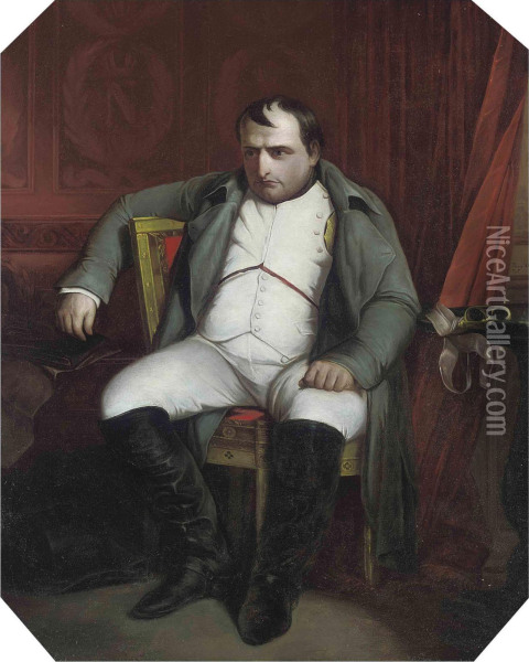 Napoleon In Fontainbleau With Inscription Oil Painting - Hippolyte (Paul) Delaroche