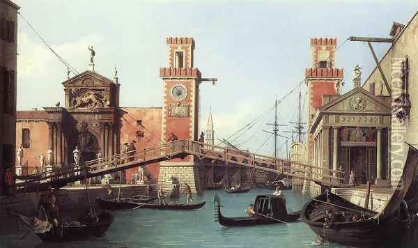 View Of The Entrance To The Arsenal Oil Painting - (Giovanni Antonio Canal) Canaletto